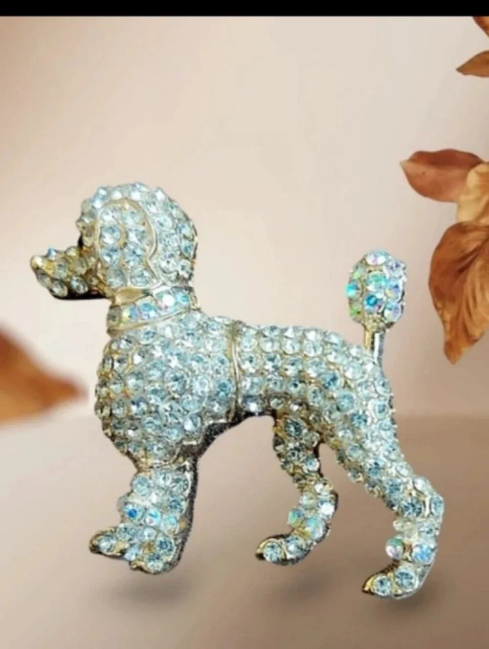 Crystal Poodle Dog Brooch